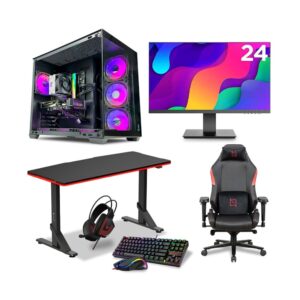 GAME SEKRET Superpack Gaming PC Bundle - Core i5-12400(F) | RTX 3050 8GB | 16GB D4 RAM | 1TB SSD | Air Cooler | 24" Monitor | Gaming Desk & Chair | KYB/Mouse/Headphone Set